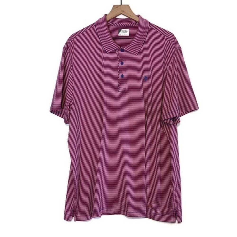 IZOD Golf Shirt Polo Short Sleeve Stretch Pink Blue Striped Men’s size XXL 2XL